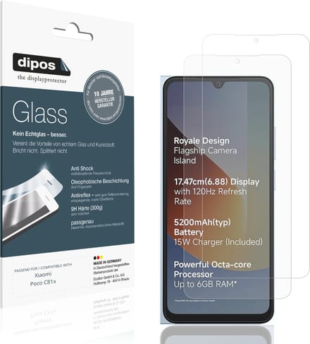dipos – 2x Matte Pantserfolie geschikt voor Xiaomi Poco C81x | 9H Screenprotector