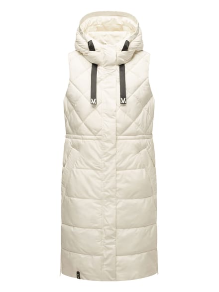 Marikoo lange gewatteerde damesbodywarmer met capuchon – Narikaa