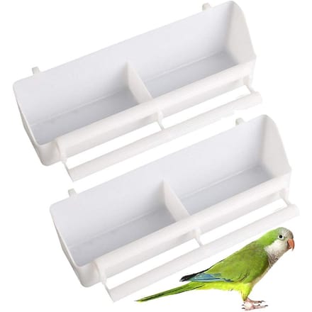 2 STKS Plastic Vogelvoederbak Dubbele Vogelkooi Water Voer Voeder Kooiplaat Vogelvoeder Water white