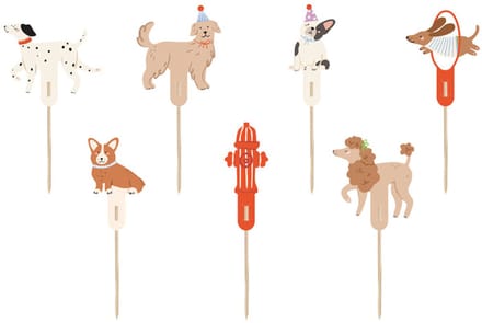 Cake Toppers - cupcake - 7 stuks - hond - dog - hondenthema