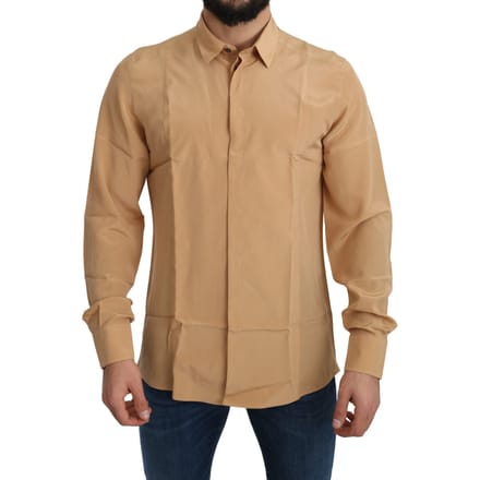 Dolce & Gabbana Heren Geel 100% Zijden GOUD Top Slank Shirt
