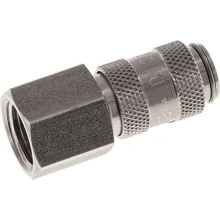 RVS DN 2.7 (Micro) Luchtkoppeling Snelkoppeling G 1/8 inch Binnendraad Double Shut-Off - CLS2-F-S-SV-018