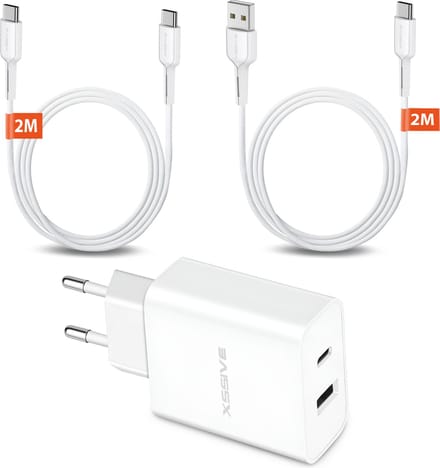 Oplaadbundel 2 Meter - Geschikt voor Samsung Galaxy telefoon en tablet - 20W USB C Adapter met USB-C Kabels