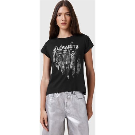 AllSaints Riproar Anna Tee Black Maat: S | Tops Outlet | Dames | Zwart