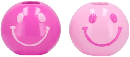 Smiley pink mix kaarsenstandaard 7x7x6cm - set 2 stuks