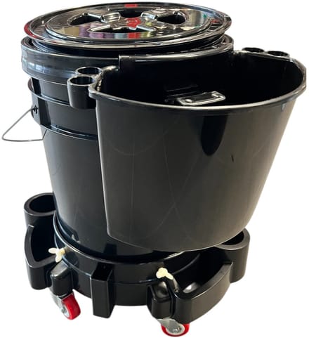 Bucket Black - Complete Kit - Gritguard - Detailing Trolley - Gamma Seal - Organizer