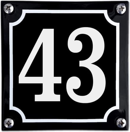 Zwart emaille huisnummer  - 43