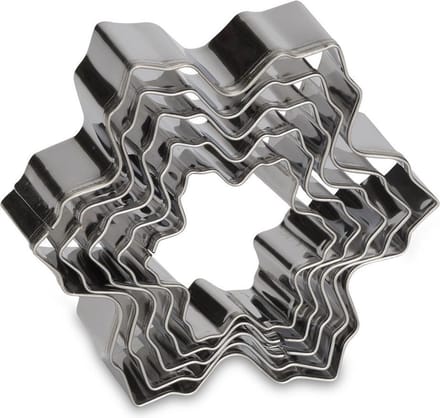 uitsteekvormen Sneeuwvlok 7,9 cm RVS zilver 5-delig