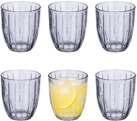 Vivalto Drinkglazen Arcade set- 6x - waterglazen - grijs transparant - glas - 300 ml