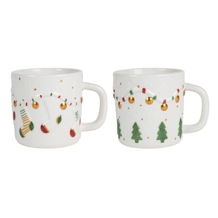 Beker wit kerstdecoratie incl goud 13,2x10,4x8cm