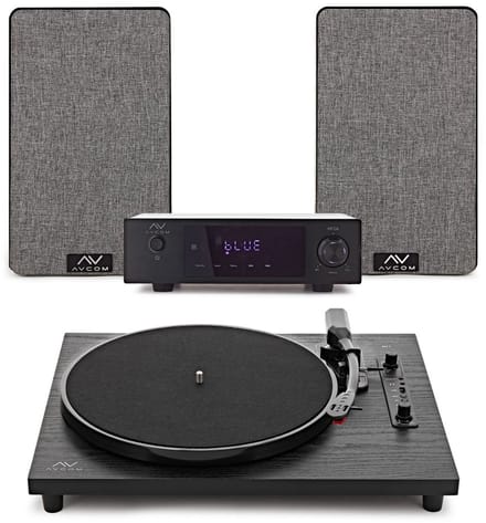 AVCOM Contemporary Platenspeler met versterker en luidspeakers, zwart