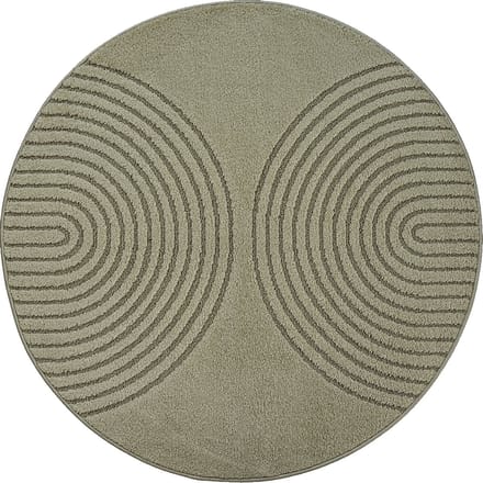 Karpet24 Eclipse – Modern laagpolig vloerkleed, geometrisch patroon in groen-Ø 120 cm
