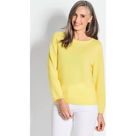 Pullover van kasjmier met boothals - geel - Gr. 38 van Goldner Fashion