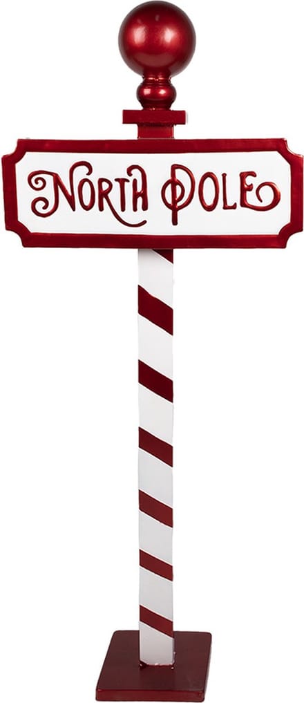 Clayre & Eef Kerst Tekstbord Sign 46x18x110 cm Rood Wit Metaal