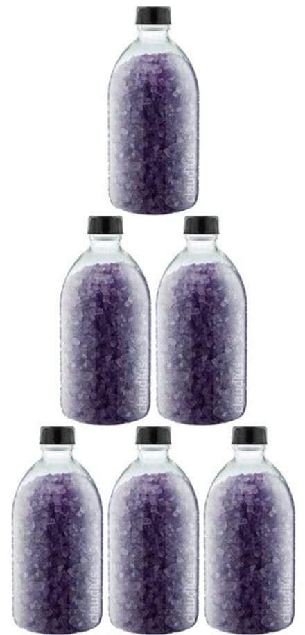 Claudius Badzout Lavendel - 600 gram - Fles met zwarte dop - Set van 6 stuks