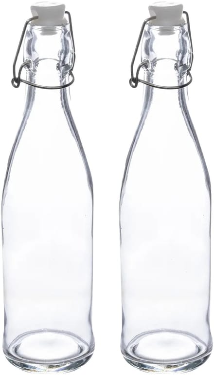 5Five Beugelfles/weckfles - 2x - glas - transparant - luchtdicht - 0.5 liter - waterfles - limonade