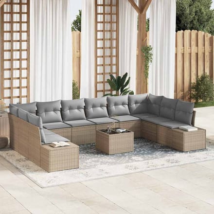 vidaXL Tuin Sofa Set 11 st Beige poly rattan