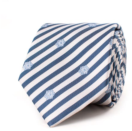 TRESANTI | GREGORIO | Silk tie with a striped and floral pattern | Blauw
