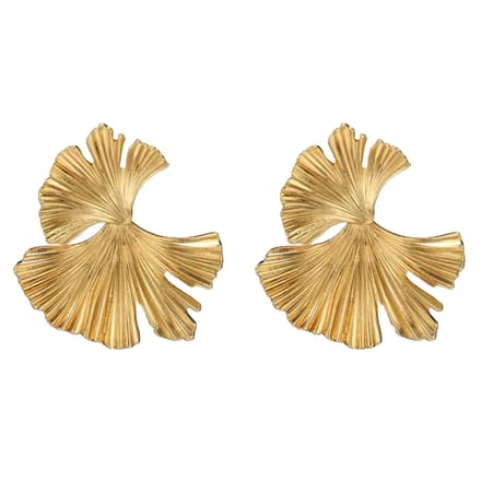Oorbellen -Ginkgo blad -goudkleurig- 4.5 cm- Charme Bijoux
