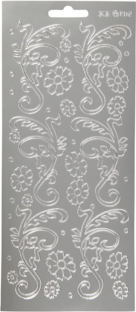 Stickers, deco bladeren, vel 10x23 cm, zilver, 1 vel