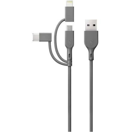 GPCBCY1NGYUSB313 USB-laadkabel USB 2.0 USB-A stekker, Apple Lightning stekker, USB-micro-B stekker, USB-C stekker 1.00 m Grijs