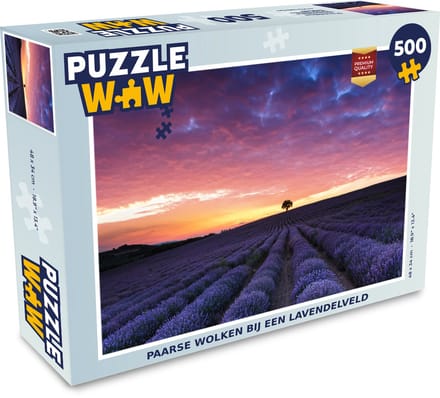Puzzel Paarse wolken bij een lavendelveld - Legpuzzel - Puzzel 500 stukjes