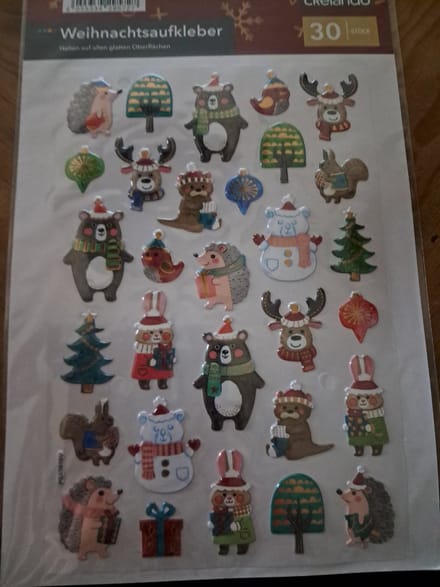Crelando Kerststickers 30 Stuks - Dieren - Versiering - Kerst decoratie