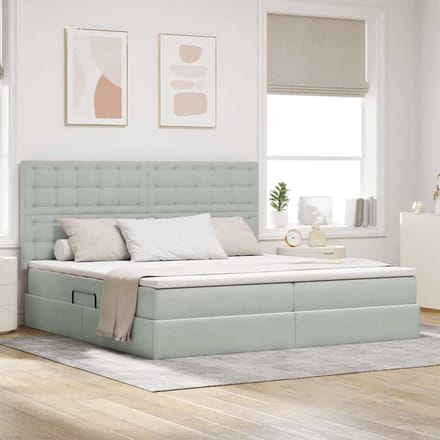vidaXL - Opslag - bed - met - matras - Lichtgrijs - 200 - x - 200 - cm - Fluweel