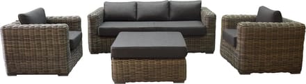 Cervo stoel bank loungeset 4-delig grijs wicker