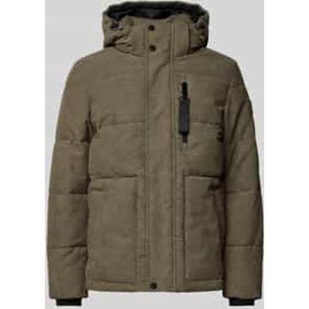 Gewatteerd regular fit jack met afneembare capuchon