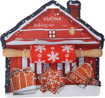 Home & Styling Bakset kids Huisje - Deegroller + vormpjes - Rood