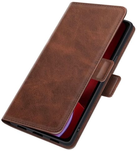 PU Lederen Wallet Hoesje met Sluiting geschikt voor iPhone 15 Plus - donkerbruin