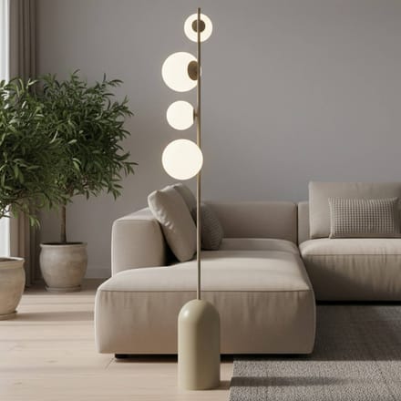 EMIBIG LIGHTING Vloerlamp Etno LP4, beige, glas/staal, hoogte 140 cm, G9