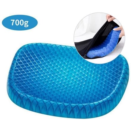 Gel zitkussen - LIXADA - Honingraat - Wasbare hoes - Antislip - 38x30x3.5cm zwart