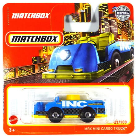 MATCHBOX MBX MINI CARGO TRUCK 23-100 BLEU YELLOW (1:64) SHORT CARD