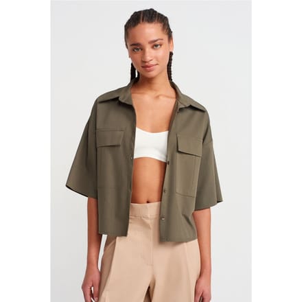 Overgrootte Crop Crepe Overshirt