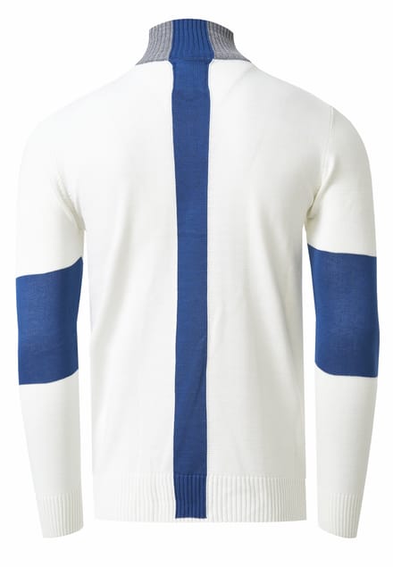 Fijn gebreide trui in colorblock-stijl met opstaande kraag