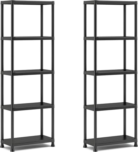 Keter Stellingkast Plus 60/5 - set van 2 - Opbergrek met 5 planken - 60x30x174cm - Zwart