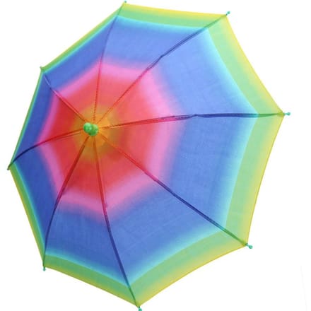 Opvouwbare Regen Zon Paraplu Pet Met Elastische Hoofdband (Regenboog) red