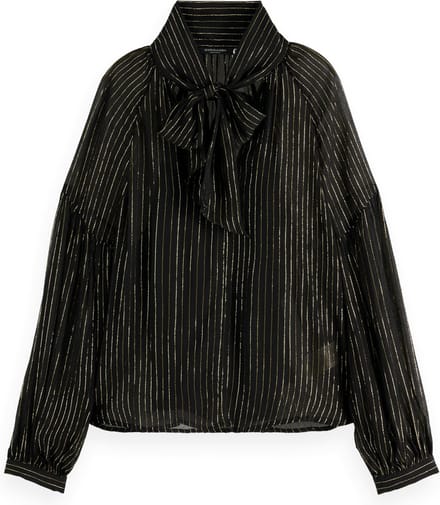 Scotch & Soda LUREX TOP WITH BOW NECK Dames Blouse - Maat 38