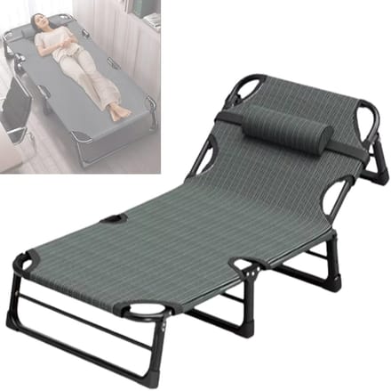 Opvouwbaar Campingbed - Draagbaar Ligbed - Ontspanning en Rust - Verstelbaar in 4 posities - 190x75x28 cm