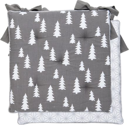 Kussen met foam | 40*40 cm | Grijs | Katoen | Vierkant | Dennebomen | Clayre & Eef | LSH29