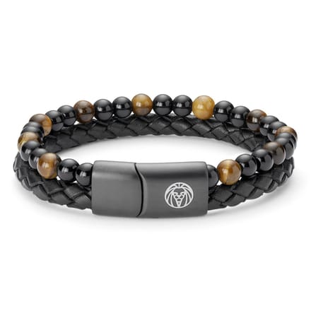 Icon | Armband van Geel Tijgeroog & Leer