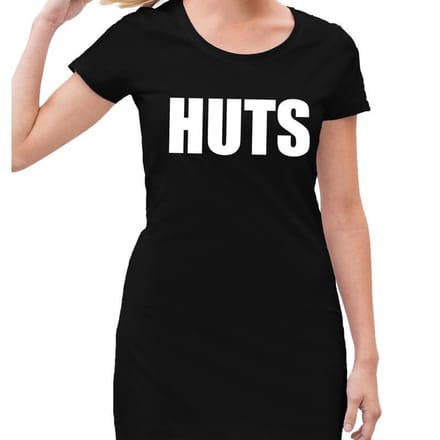 HUTS tekst jurkje zwart dames - dames jurk HUTS 40