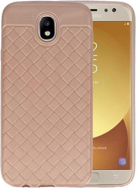 Goud Geweven TPU case hoesje voor Samsung Galaxy J7 2017 / Pro