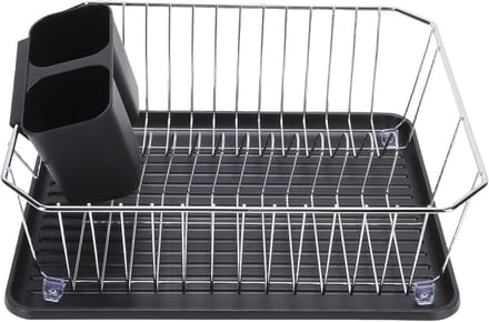 Schoteldroogrek - Afdruiprek Keuken - Efficiënt Drogen - Stevige IJzerconstructie - 37D x 32W x 14H cm - Zilver