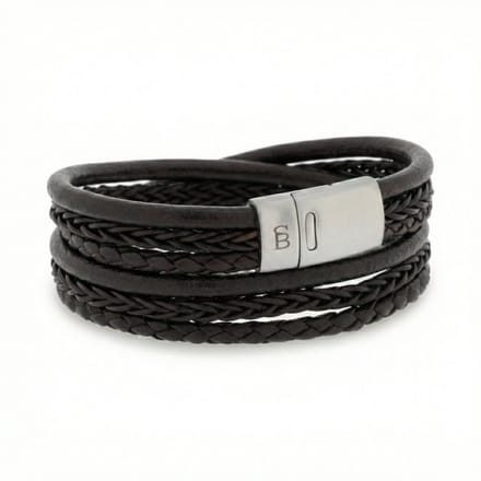 STEEL & BARNETT - Leren Armband Heren - Bonacci - Bruin - Maat M