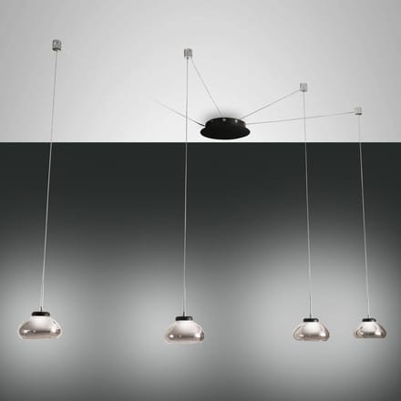 Fabas Luce LED hanglamp Arabella, 4 lamps, zwart/grijs/helder