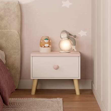 Kindernachtkastje Sandnes 31x38x30 cm wit en roze [en.casa]