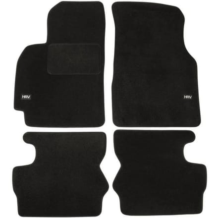 Vloermatten - Logo - Honda HRV - Zwart velours - 4 stuks - Antislip en waterdicht